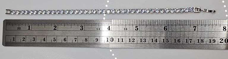 18 Kt White Gold Plated Lab Simulated 26 Ctw White Diamond Tennis Bracelet