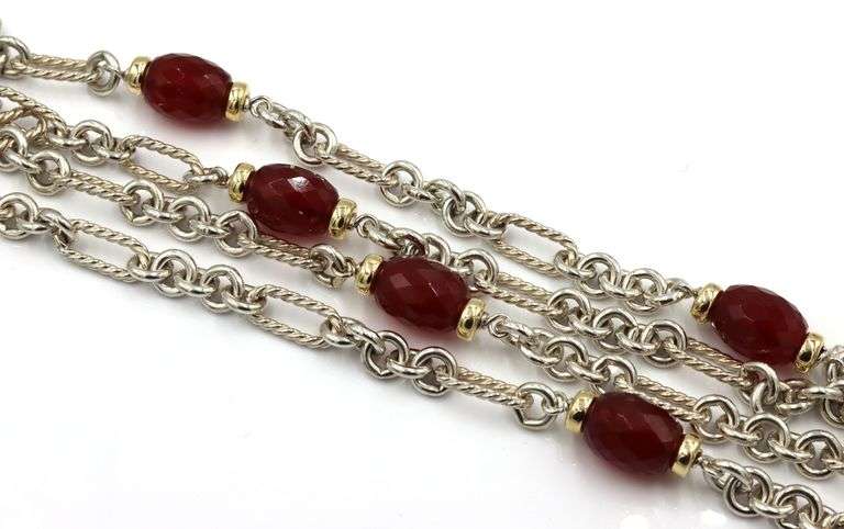 David Yurman multi row Carnelian bracelet