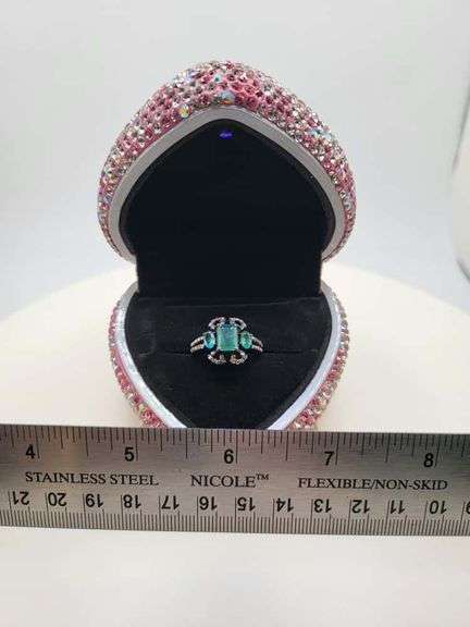 Victorian natural emeralds and diamond accent ring