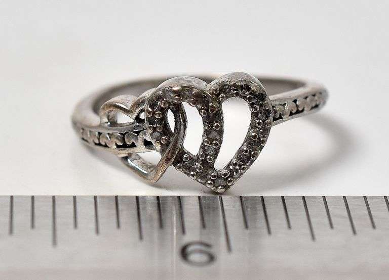 Diamond Heart Ring in Sterling Silver