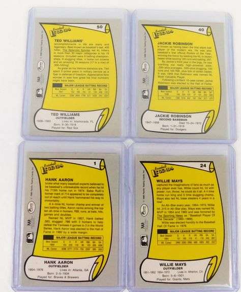 4 Pacific Baseball Legends Cards