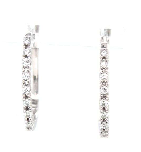 14kt White gold 0.25ctw diamond hoop earrings