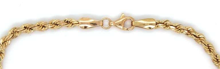 10kt Yellow gold rope chain bracelet