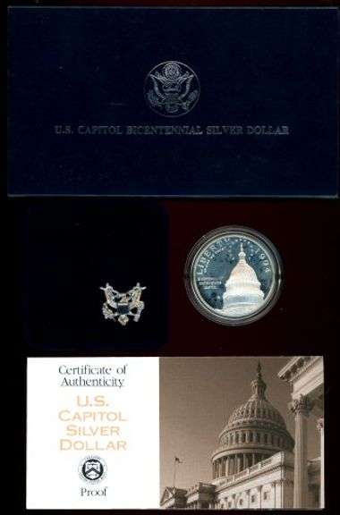 1994 US Capitol Proof Silver Dollar in Box w/CoA