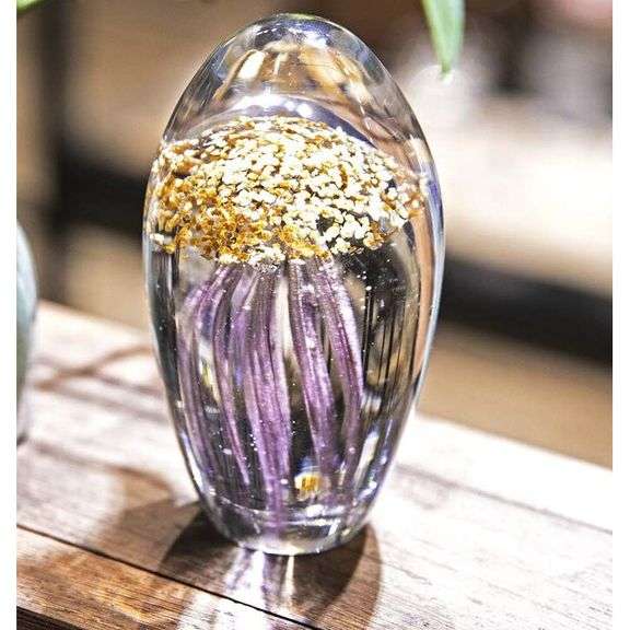 Hand-Blown Jellyfish Glass Paperweight