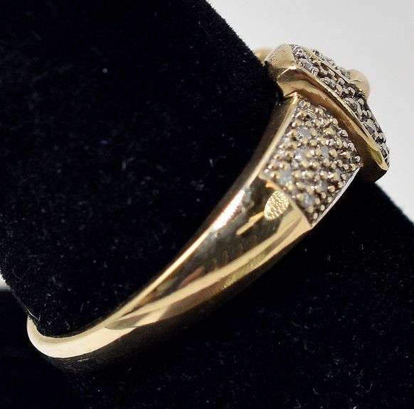 Interesting 14K Yellow Gold Diamond Belt Ring