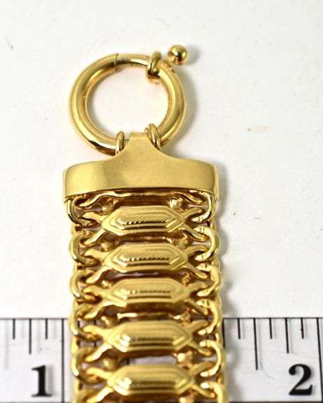 Fascinatingly Designed 14K Yellow Gold Wide Bracelet