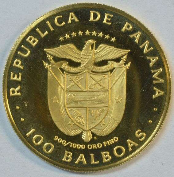 Superb Gem Proof 1976 Panama 100 Balboas Gem Proof coin in box with cert