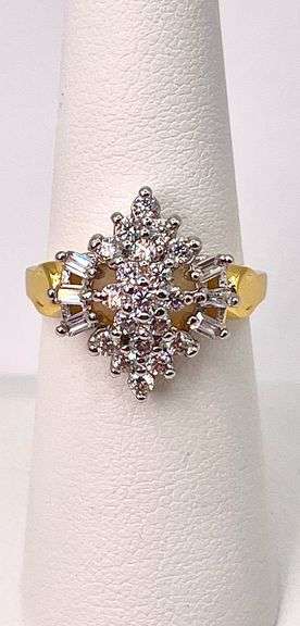 Sparkling 14 Kt Yellow Gold Plated 4.1 Ctw Lab Simulated Diamond Ring