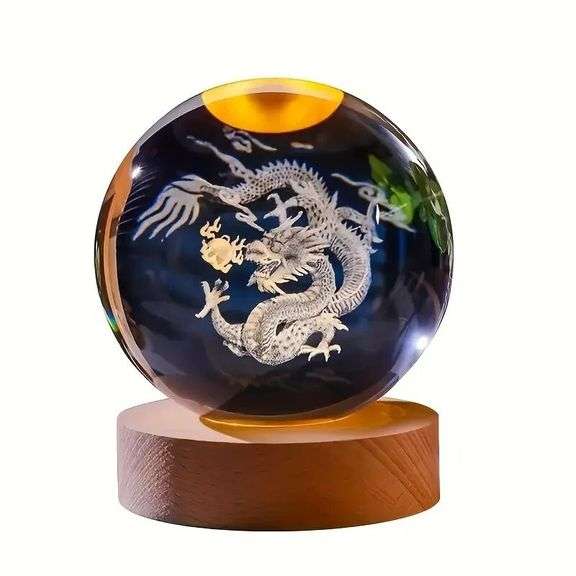 3D Dragon Ball Night Light with Wooden Base