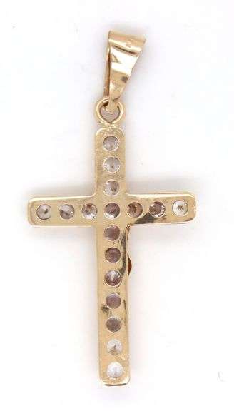 14kt Yellow gold Cubic zirconia Crucifix pendant