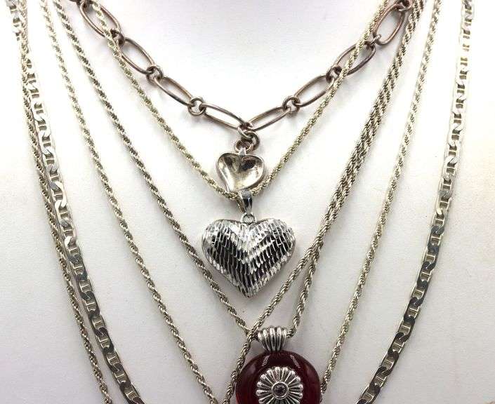 Vintage 925 sterling silver lot of 6 necklaces