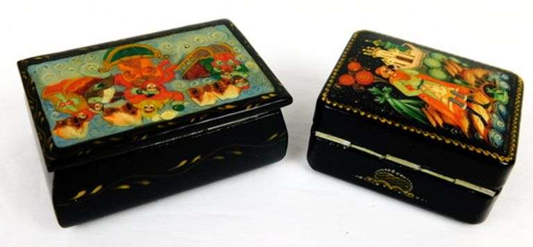 2 Vintage Artist Signed Russian Boxes