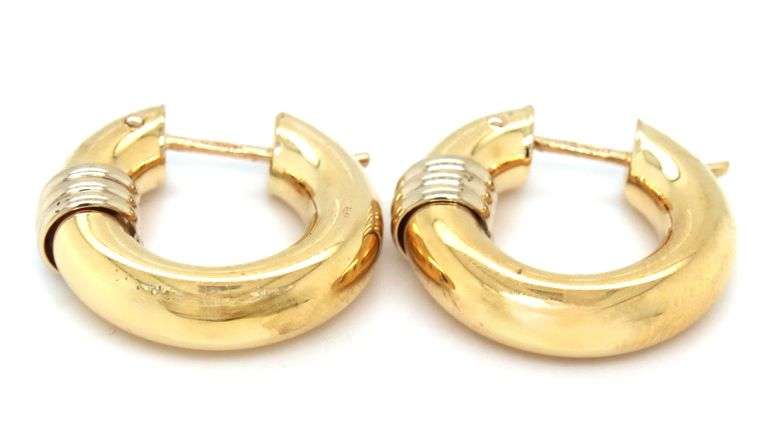 18kt two tone gold hoop earrings