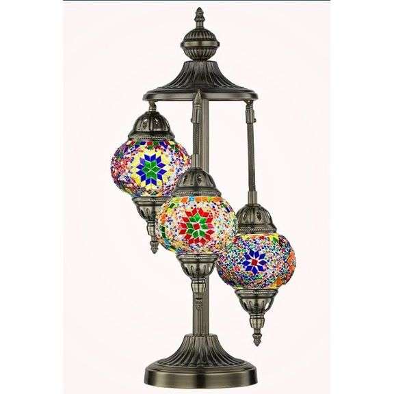 Turkish 3-Globe Mosaic Table Lamp