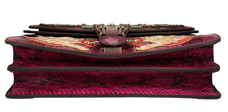 Gucci Purple Snakeskin Dragon Embroidered Medium Dionysus Shoulder Bag