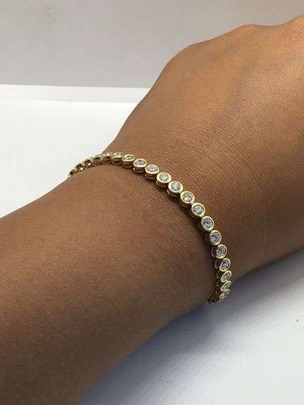 14K yellow Gold Tennis lab Diamond Bracelet
