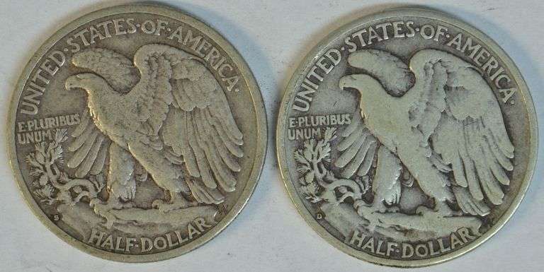 Scarce 1933-S in XF and 1938-D in VF Walking Liberty Half Dollars