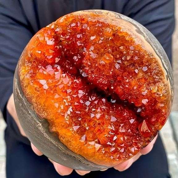 Orange Amethyst Quartz Crystal Geode