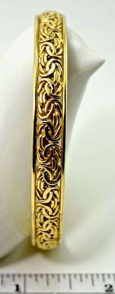 Unusual 18K  Byzantine Style Bangle Bracelet