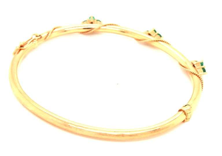 Vintage 14K YG Bangle with Emeralds