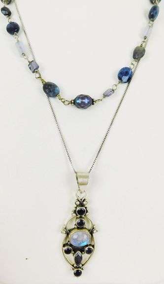 2 Sterling Silver Gemstone Necklaces