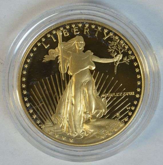 Superb Ultra Cameo Proof 1988 $50 1oz Gold Eagle. Velvet box/COA