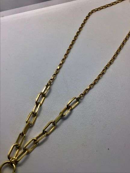 14K Yellow Gold Flower Pendant With Paper Clip Link Chain