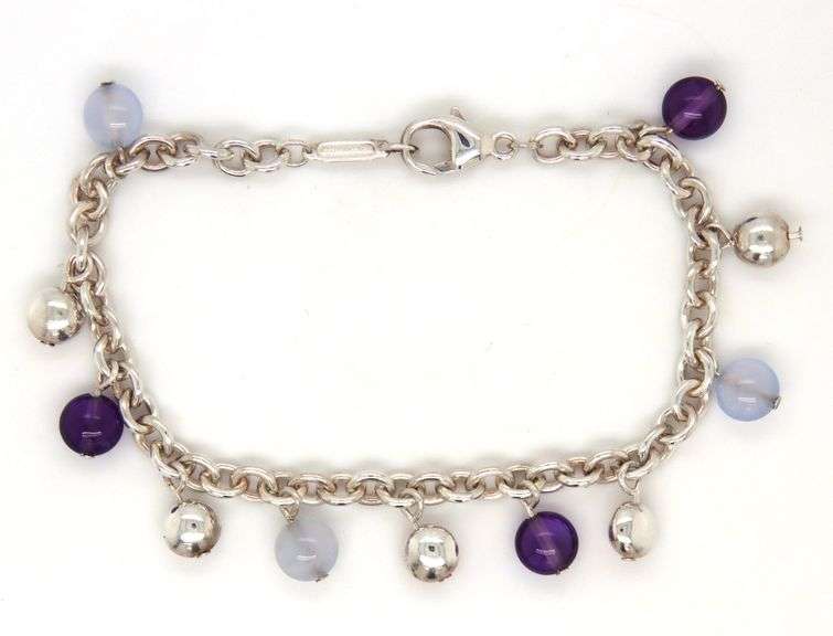 Tiffany & Co amethyst Chalcedony gemstone Fascination beaded bracelet