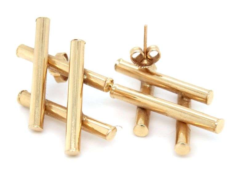 Unusual 14K YG Criss Cross Earrings