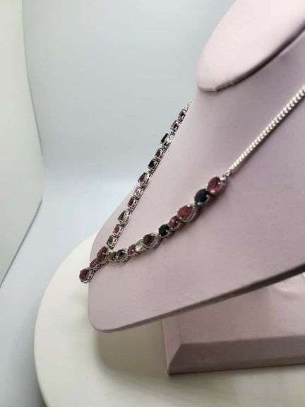 Very fine quality 30+ ctw Tourmaline and diamonds necklace