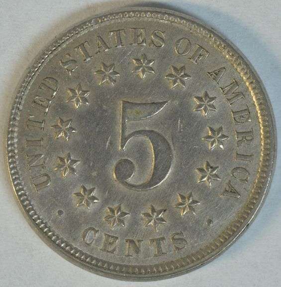 Fully struck AU/Unc 1869 Shield Nickel