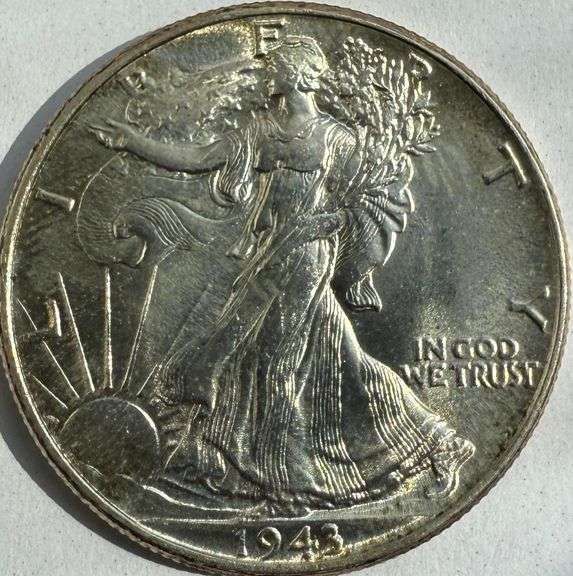 1943 Gem Frosty White Unc Walking Liberty Half