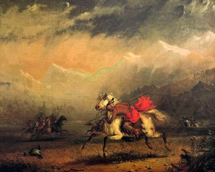 Rare  Alfred Jacob Miller, Snake and Sioux Indians on Warpath