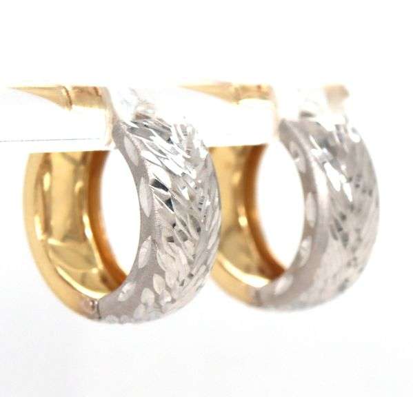 Versatile 14k W&Y Reversible Huggie Earrings