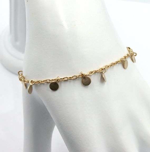 10kt Yellow gold ME and Ro tiny disk bracelet