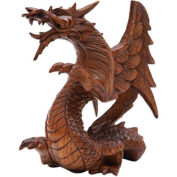 Hand-Carved Winged Dragon