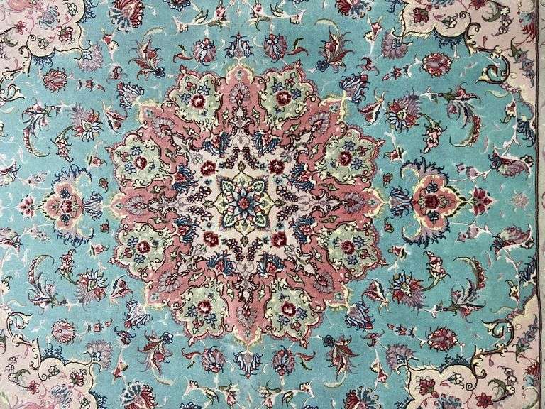 Handmade Square w/Silk Persian Tabriz 6.7x6.8