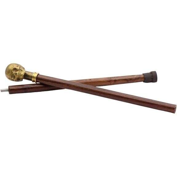Brass Skull Walking Cane with Hardwood Shaft