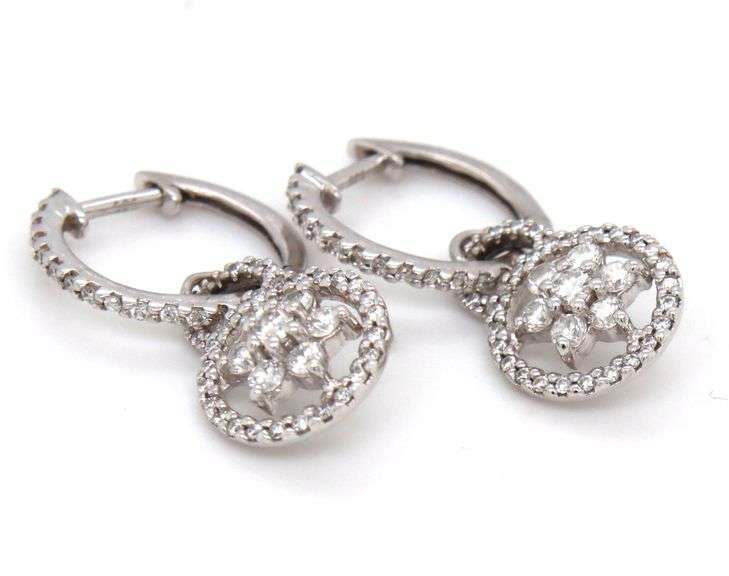 Sparkling 14k WG Diamond Huggie Earrings
