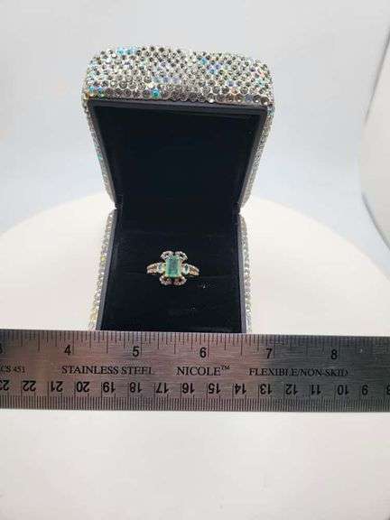 Victorian natural emeralds and diamond accent ring