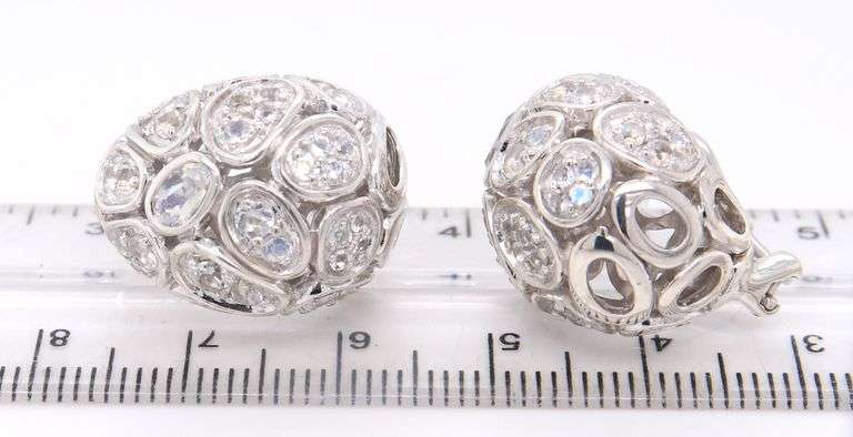 Trendy John Hardy Pebble Moonstone and Diamond Earrings