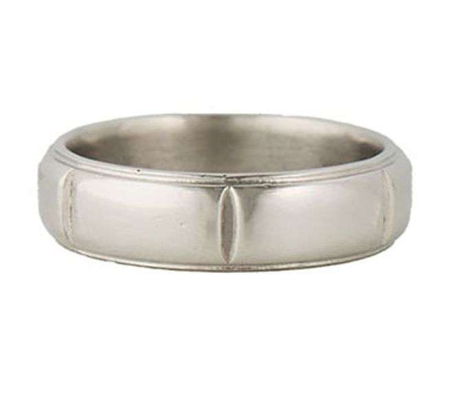 Gents Scott Kay Century Notched Band Ring in Platinum