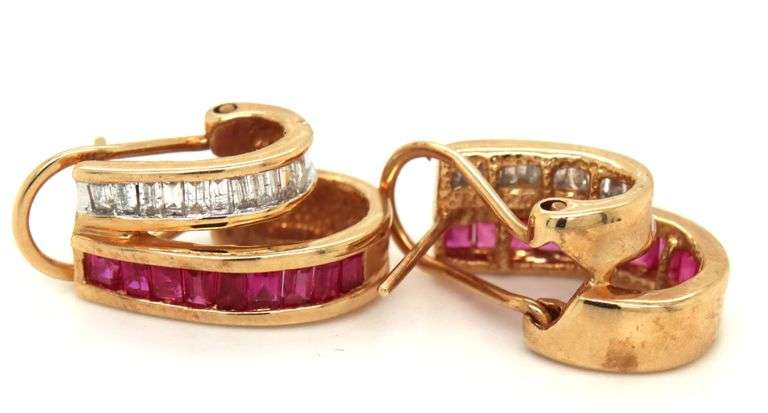 Easy to Wear 14K YG Ruby & Diamond Earrings