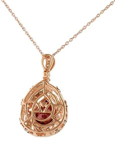 Le Vian Crème Brulee 2.60ct Pomegranate Garnet and 0.45ctw Diamond Pendant Necklace in 14K