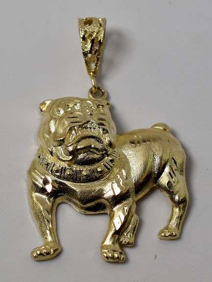 Mighty 10K Yellow Gold Bull Dog Pendant