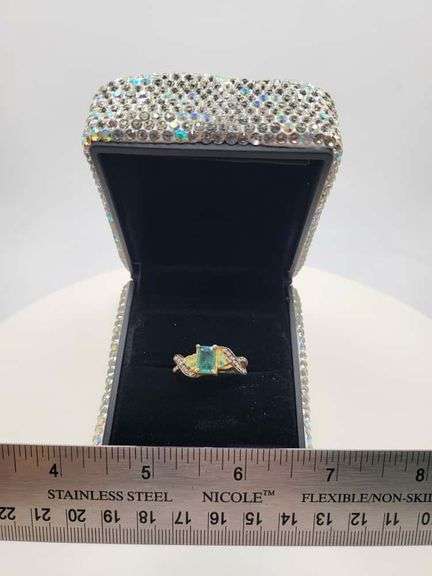 Victorian natural emeralds and diamond accent ring
