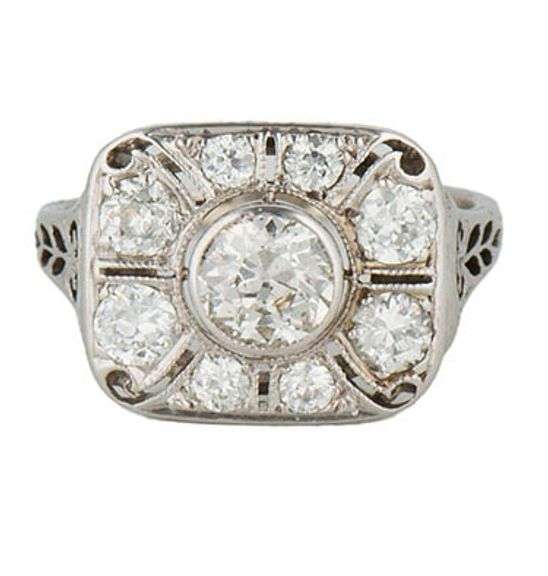 Vintage 1.00ctw Diamond Milgrain Art Deco Heirloom Ring in 14K