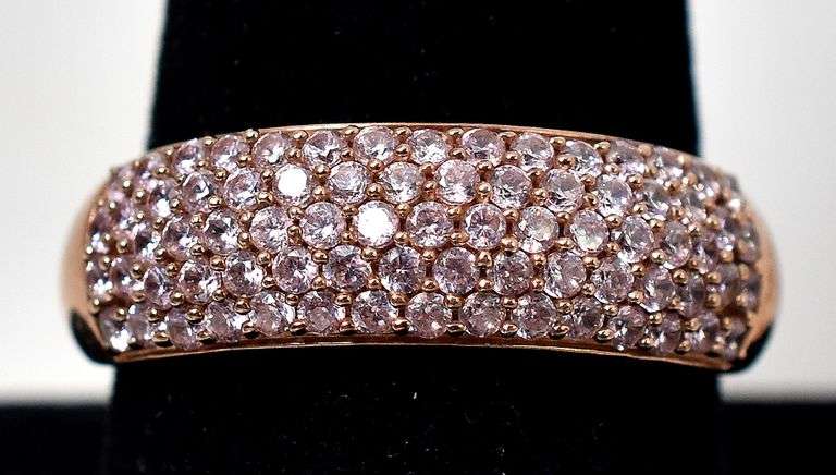 Pink Topaz Gemstone Ring in Vermeil 925 Sterling Silver
