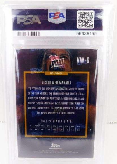 Victor Wembanyama Rookie of the Year Basketball Card, Mint 9